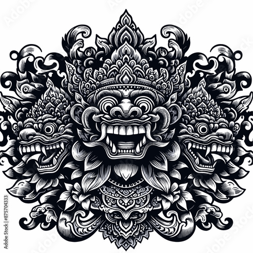 Balinese barong vector logo illustration