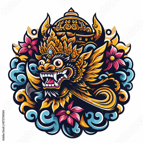 Balinese barong vector logo illustration