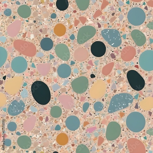 Terrazzo Background in Cute Pastel Pattern Generative AI 