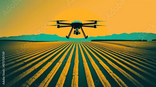 Precision agriculture software, integrated farm management tools, flat design illustration photo