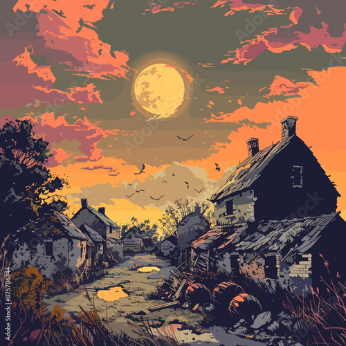 Abandoned Village Illustration Background