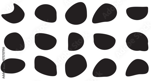 Organic black blobs of irregular shape. Abstract blob and amoeba figure with wavy edges. vector illustrator