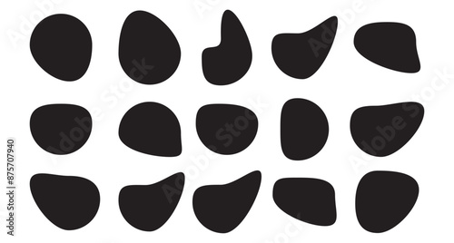 Organic black blobs of irregular shape. Abstract blob and amoeba figure with wavy edges. vector illustrator