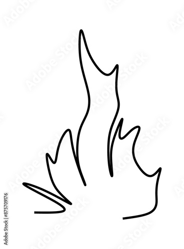  One line art, continues line art an illustration of fire isolated on white.