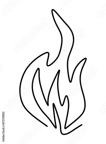  One line art, continues line art an illustration of fire isolated on white.