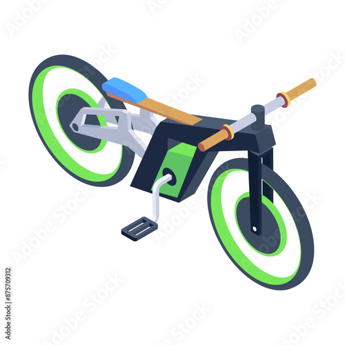 An isometric icon of pedal bike 


