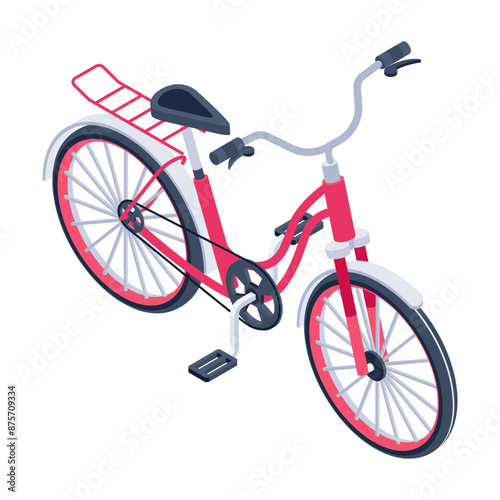 A handy isometric icon of pedal cycle 

