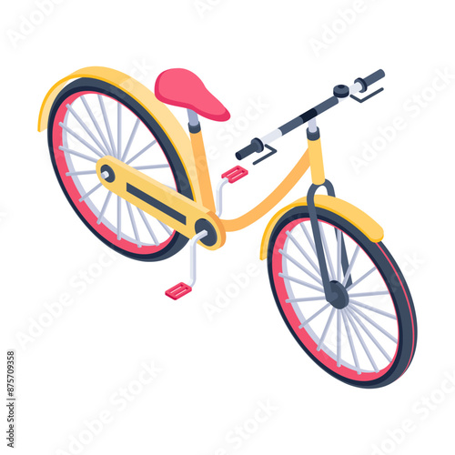 Modern isometric icon of cycle ride 

