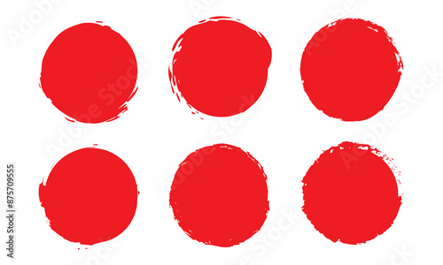 Round brush paint strokes. Paintbrush line border frames. Watercolor swirl lines. Japanese enso symbols. eps 10