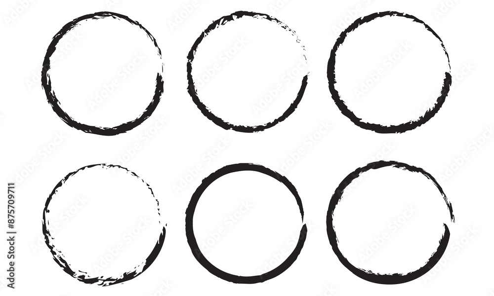 Grunge circle brushes. Vector brush Stroke. Black circles with rough edges. eps10 Grunge circle brushes. Vector brush Stroke. Black circles with rough edges. eps10