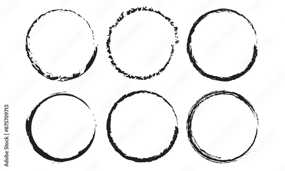 Grunge circle brushes. Vector brush Stroke. Black circles with rough edges. eps10 Grunge circle brushes. Vector brush Stroke. Black circles with rough edges. eps10