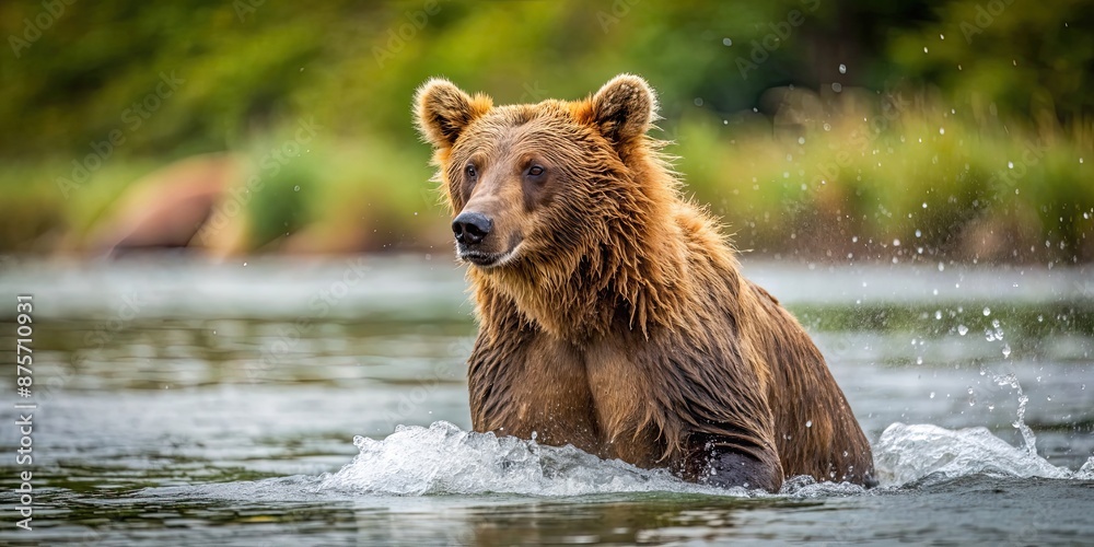 Brown bear playing in shallow water, brown bear, wildlife, animal, nature, water, habitat, wild, mammal, fur, outdoors, stream Brown bear playing in shallow water, brown bear, wildlife, animal, nature, water, habitat, wild, mammal, fur, outdoors, stream