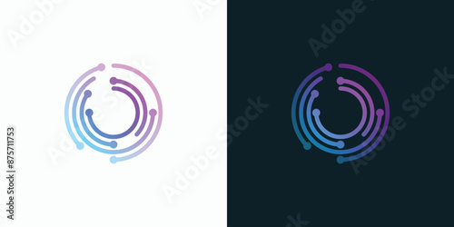 Circle shape technology connection vector logo design with modern, simple, clean and abstract style.