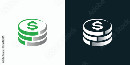 Vector logo design illustration of stacked coins as financial growth.