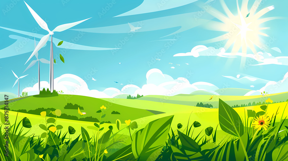 Clean energy shift and choosing green power, vector image Clean energy shift and choosing green power, vector image