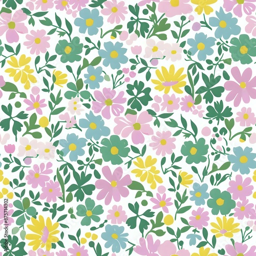 Feminine Hand-Drawn Floral and Leaf Pattern