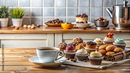 Wallpaper Mural A cozy kitchen scene with an assortment of sweets and freshly brewed coffee , cozy, kitchen, sweets, dessert, bakery, coffee Torontodigital.ca