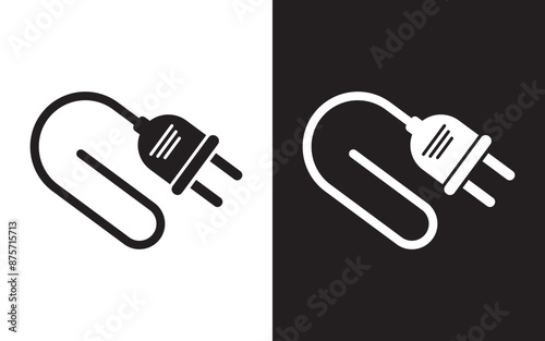 Electrical power plug icon symbol sign, Power plug icon set. cable black vector icon. Plug with wire simple glyph pictogram symbol.