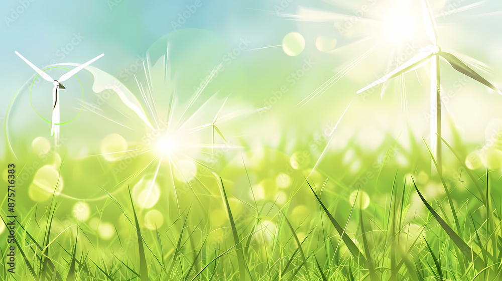 Obraz premium Clean energy shift and choosing green power, vector image