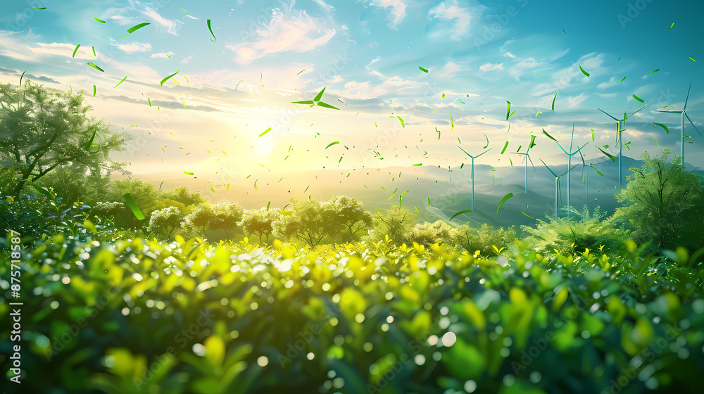 Obraz premium Clean energy shift and choosing green power, vector image