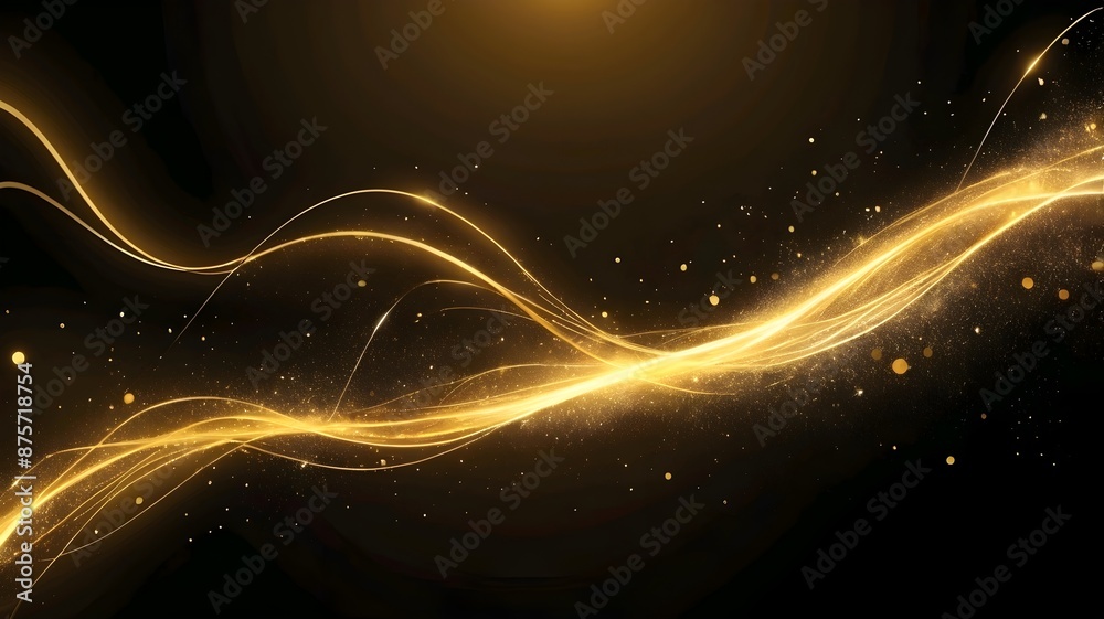 Fototapeta premium Abstract bright gold background. elegant illustration.Moving fast neon golden light particles