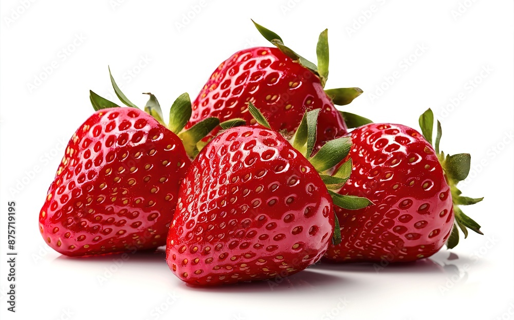 close-up macro photograph of plump, juicy red strawberries close-up macro photograph of plump, juicy red strawberries