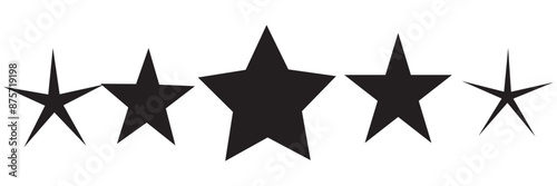 Set of five star icon collection. black star symbol. Star icon collection. five-star rating icon. Vector Illustration.