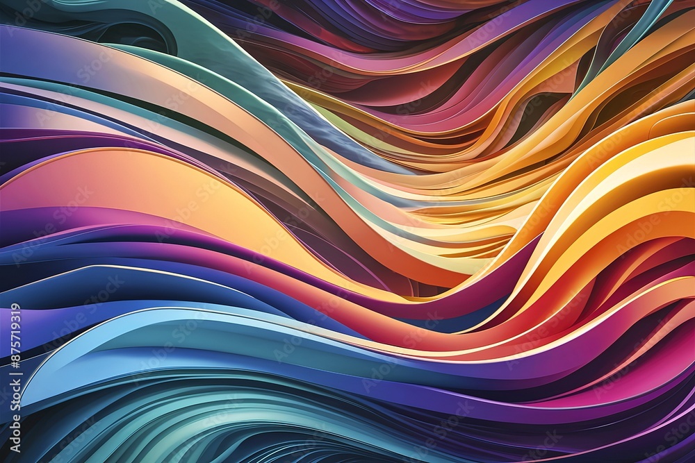 flowing design of curved lines in a multitude of bright colors