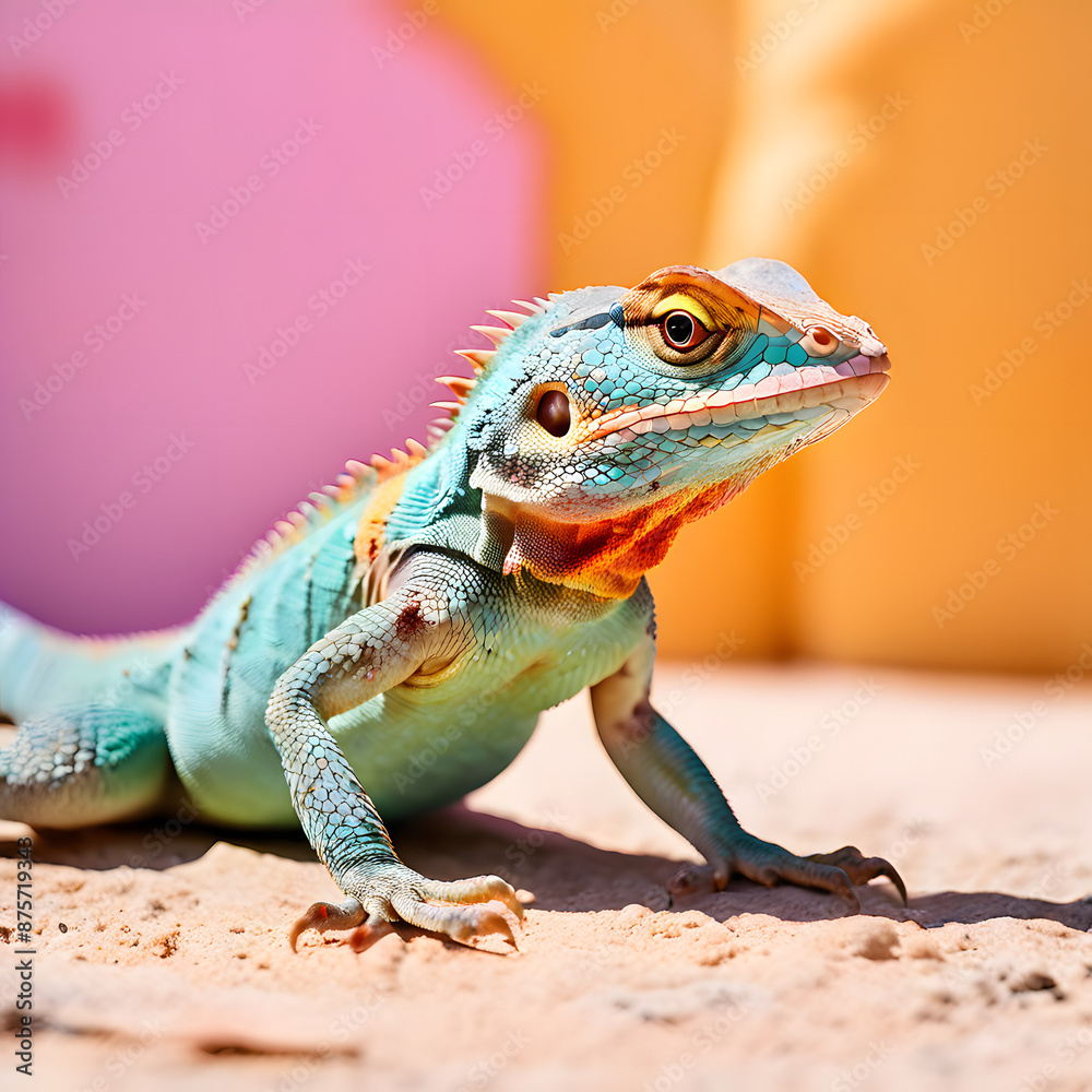 Naklejka premium iguana on a rock