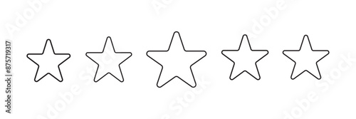 Five stars customer product rating review flat icon, Set of five star icon collection.  black star symbol eps 10