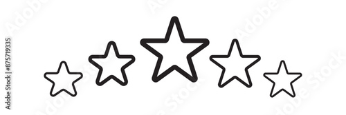 Five stars customer product rating review flat icon, Set of five star icon collection.  black star symbol eps 10