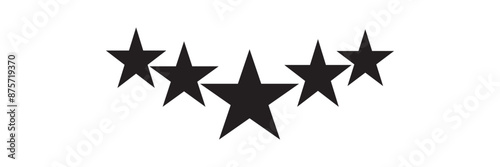 Five stars customer product rating review flat icon, Set of five star icon collection.  black star symbol eps 10