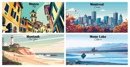 Travel landmarks tourism world famous, Vector illustration. Design for travel wallpaper, flyer or web banner design template. Panorama view. Copy space