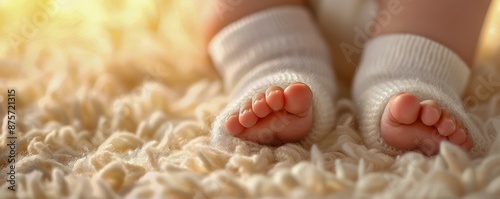 Adorable Baby Feet in Soft White Socks, Tiny Toes, Newborn Photography, Gentle Touch, Child's Feet, Sweet Innocence, Pure Love, Baby's First Steps, Newborn Baby, Precious Moments, Baby Boy, Baby photo