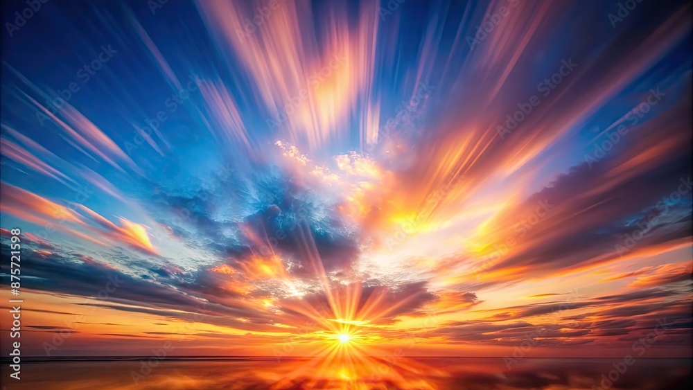 Obraz premium Blurred sunset sky with panning motion , defocused, background, motion blur, colorful, abstract, dusk, evening, sky, clouds, sunset