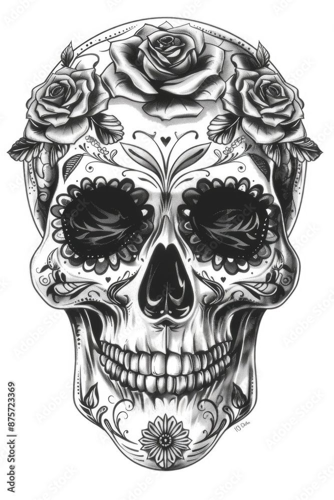 Fototapeta premium Sugar Skull with Roses
