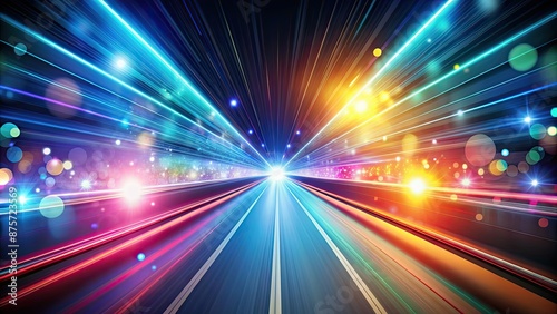 Abstract route with speed effect and colorful lights in technology, speed, route, abstract, colorful lights, AI, technology