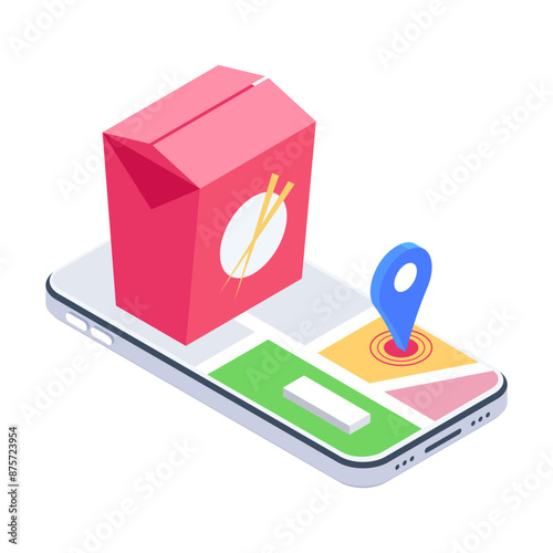 Trendy isometric icon of food delivery location 

