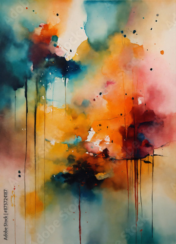 abstract watercolor background with clouds