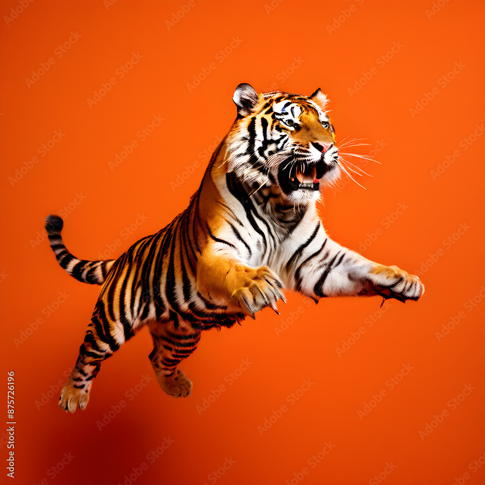 Fototapeta premium tiger on red background