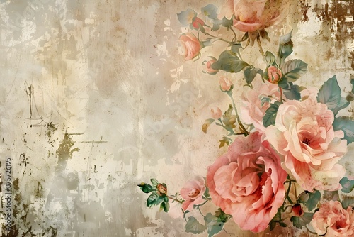 Shabby chic texture background illustration, distressed and vintage feminine design.