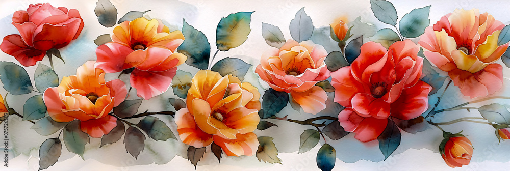 Vintage floral design with roses and leaves, perfect for botanical and romantic themes