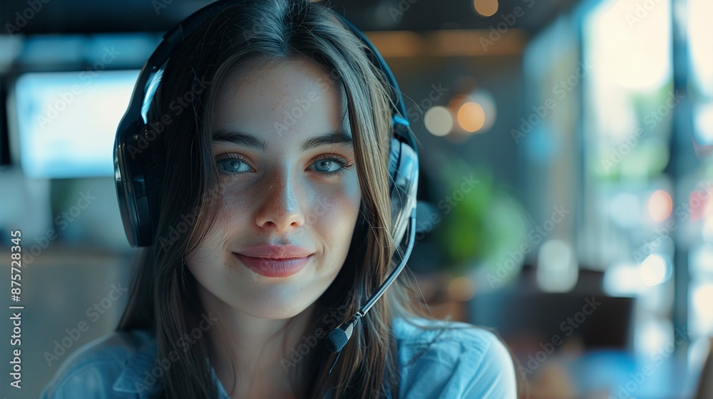 A photo of a customer care girl in casual attire A photo of a customer care girl in casual attire