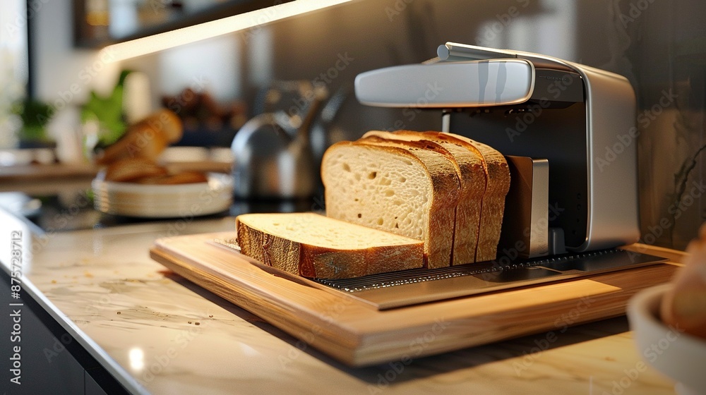 A photo of a modern bread slicer A photo of a modern bread slicer