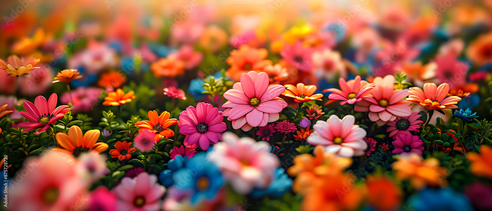 Colorful summer flowers in a garden, showcasing the beauty of nature and blooming plants