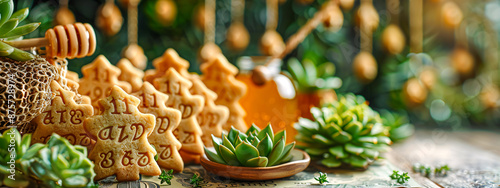 Obraz na płótnie Homemade Christmas cookies on a wooden table, decorated for the festive season w salonie