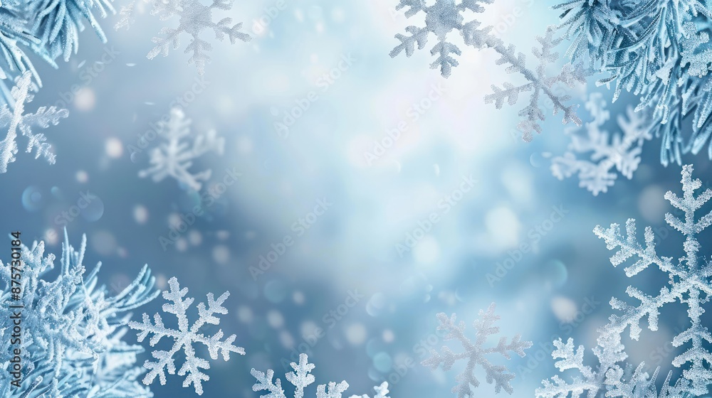 Decorative winter border with snowflakes Decorative winter border with snowflakes