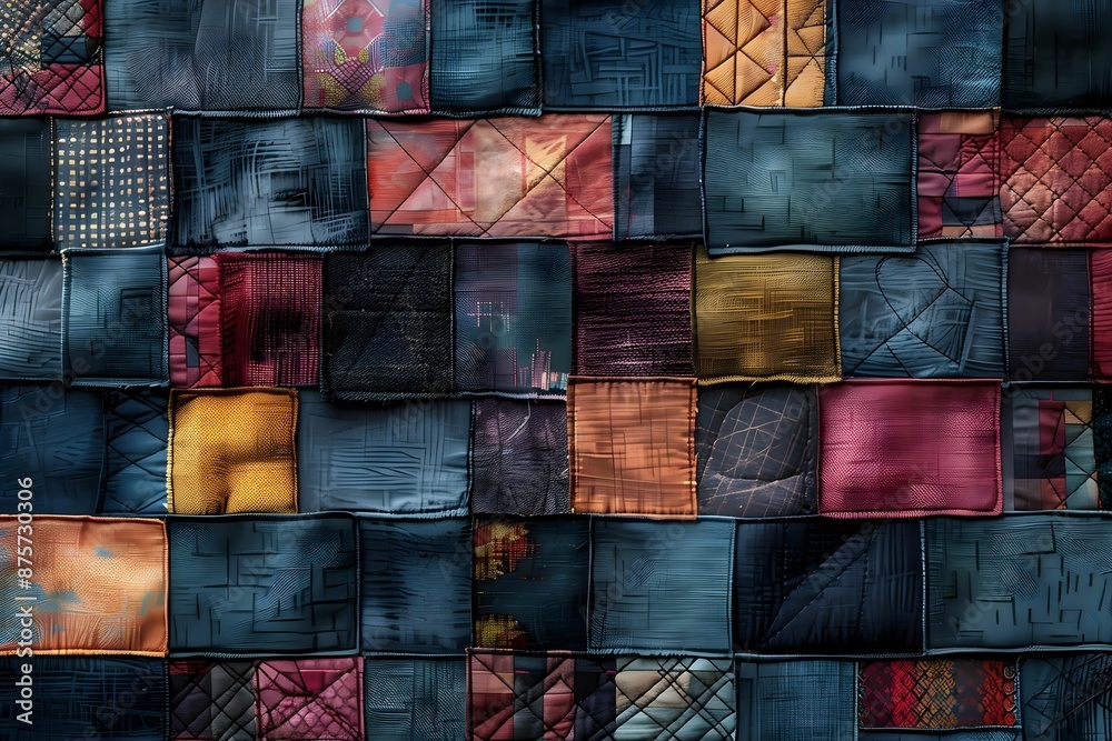 Patchwork texture background illustration, stitched and quilted multi-fabric surface. Patchwork texture background illustration, stitched and quilted multi-fabric surface.