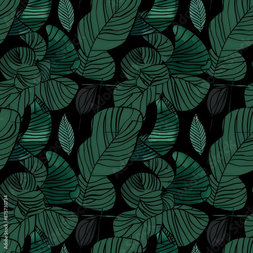Wallpaper Mural Natural Botanical Leaf Pattern in Blue-Grey Torontodigital.ca