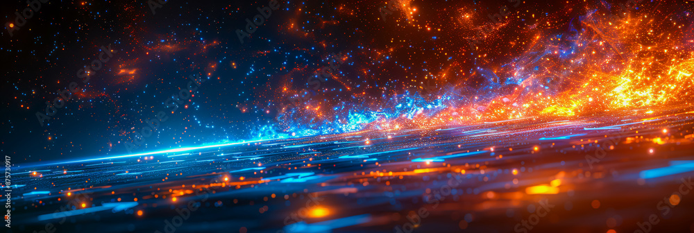 Glowing galaxy illustration with stars and cosmic elements, depicting outer space and fantasy